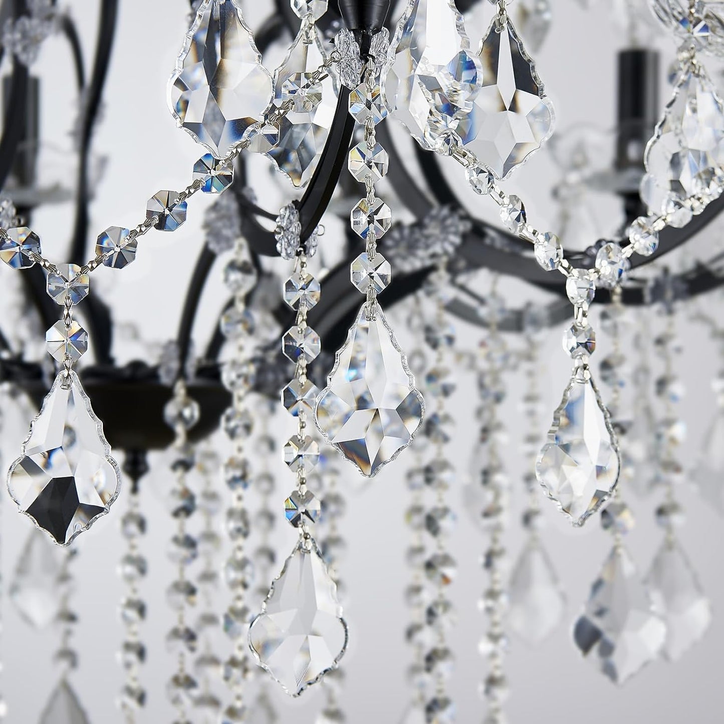 Long chandelier for foyer Foyer Large / Entryway Wrought Iron Chandelier Lighting With Crystal H60" X W52"